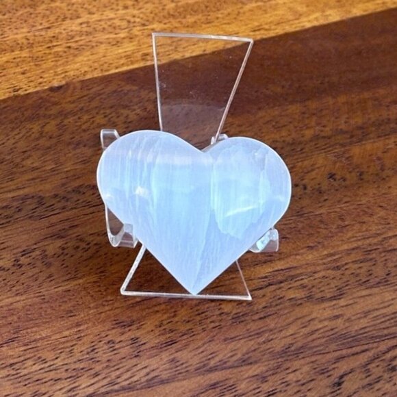 Selenite Crystal Heart, Polished Natural White Gemstone, Small: 1.5" - Picture 2 of 11